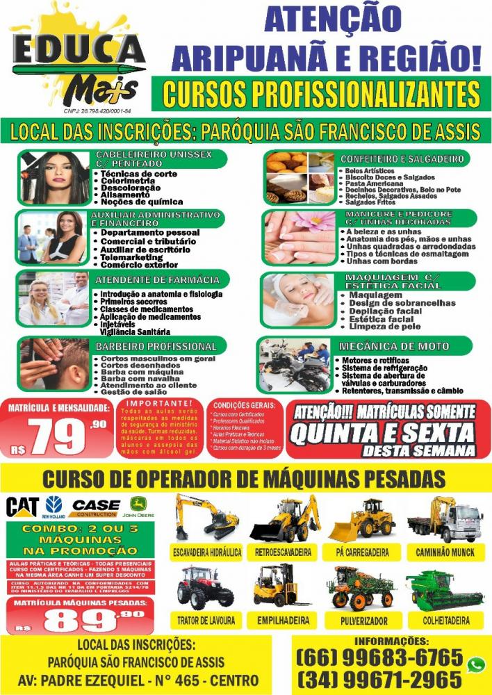 EDUCA MAIS REALIZA CURSOS PROFISSIONALIZANTES EM ARIPUANA MT