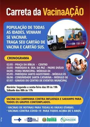 Município de Juína vai receber a carreta da vacinação