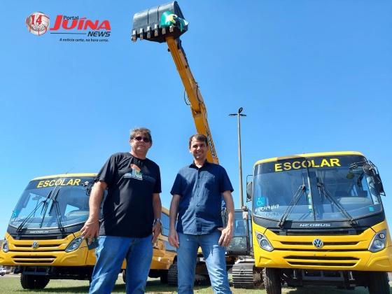 Prefeito fala sobre a chegada de ônibus escolares e pá carregadeira em Juína
