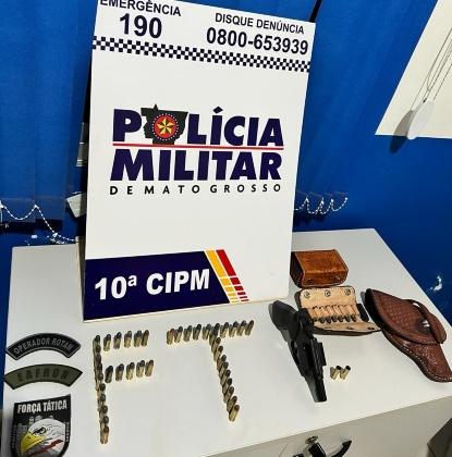 Força Tática de Juína prende suspeito com arma de fogo e munições em rodovia