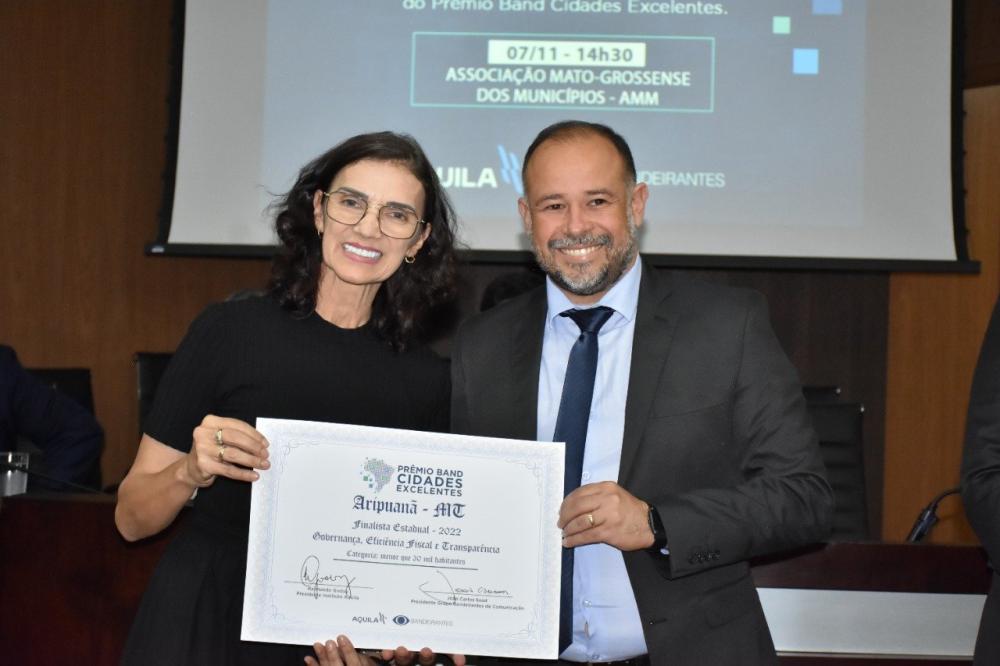 Prefeitura de Aripuanã na pessoa da prefeita Seluir é reconhecida em premiação que avalia Governança, Eficiência Fiscal e Transparência