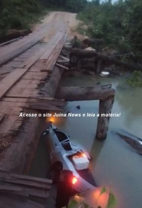 Motorista morre após veículo cair de ponte na zona rural de Juína - FOTOS