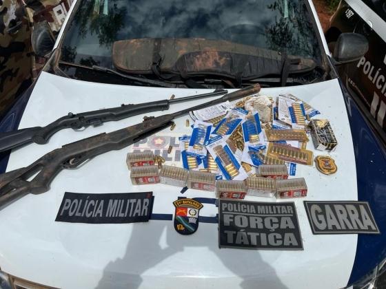 Polícias Militar e Civil recuperam armas e munições furtadas em fazenda de Juara e prendem um suspeito