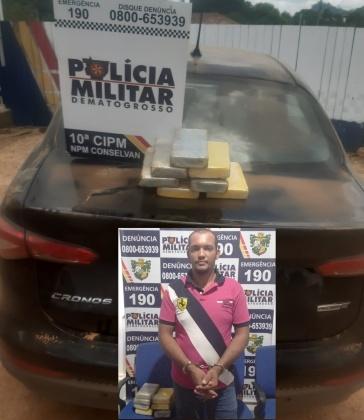 PM prende suspeito transportando em pneu 07 tabletes de cocaína em distrito de Aripuanã