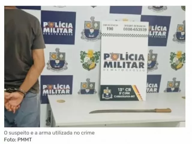 Mulher é hospitalizada após ser agredida com golpes de facão pelo marido em cidade de MT; suspeito foi preso