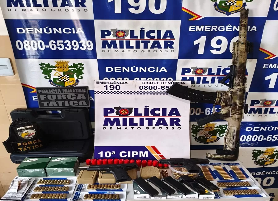 Polícia Militar apreende arsenal e prende suspeito em estrada de acesso a garimpo ilegal em Aripuanã