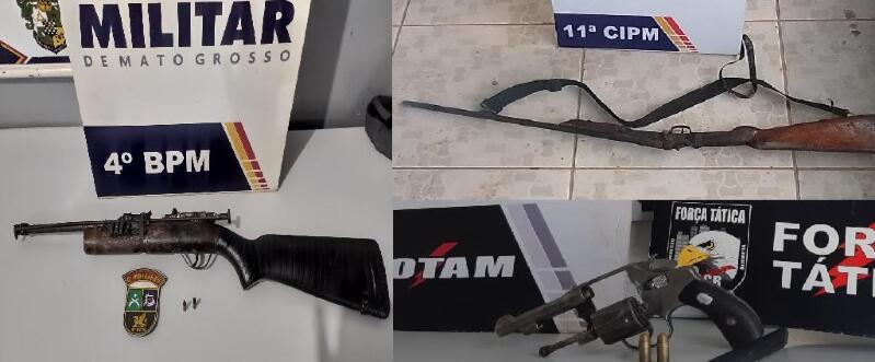 Armas são apreendidas em Cuiabá, Várzea Grande e Colniza