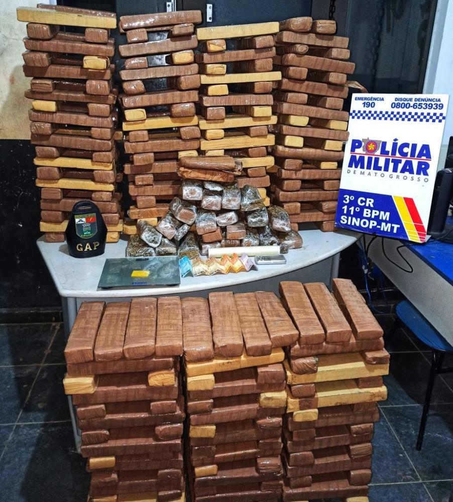 PM prende dupla com 300 quilos de maconha avaliada em R$ 750 mil