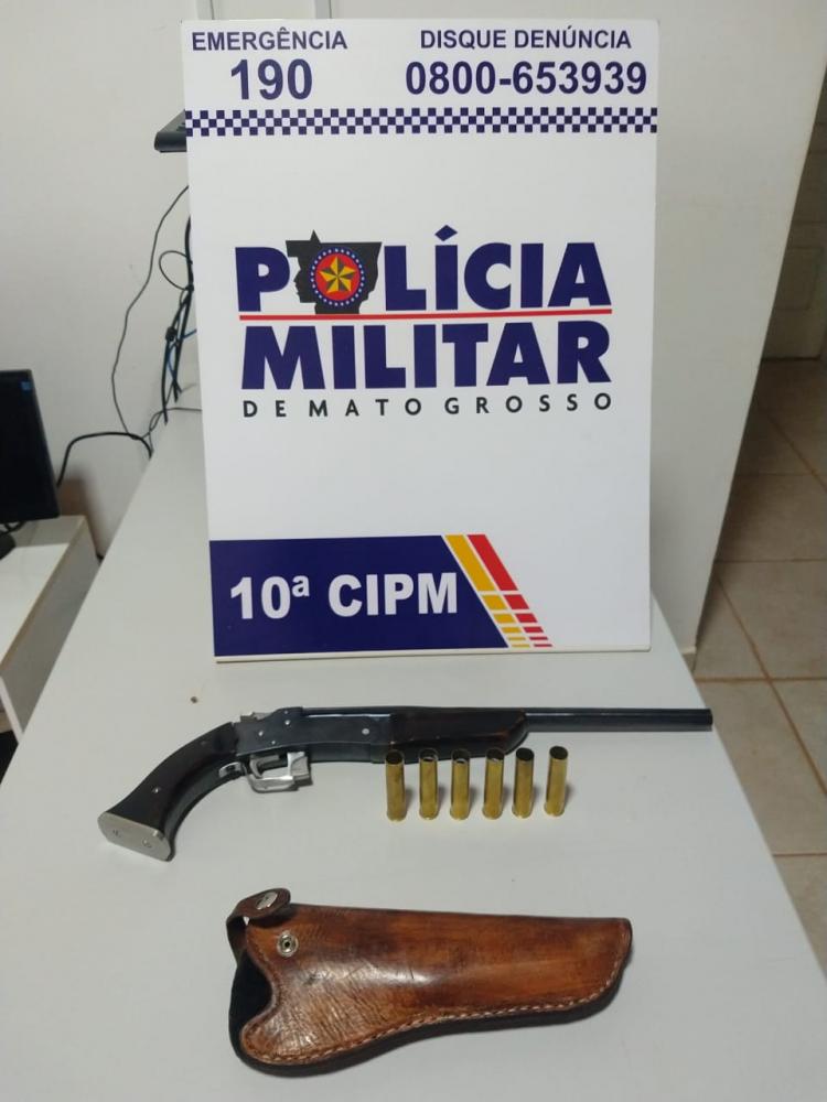 GUARNIÇÃO POLICIA MILITAR FAZ APREENSÃO PORTE ILEGAL ARMA DE FOGO EM ARIPUANÃ MT