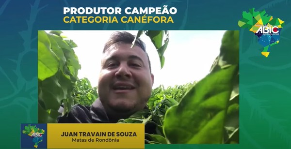Produtor de Cacoal, RO, é um dos ganhadores do concurso nacional de qualidade do café Juan Travain, ganhou na categoria canéfora de preparo natural.